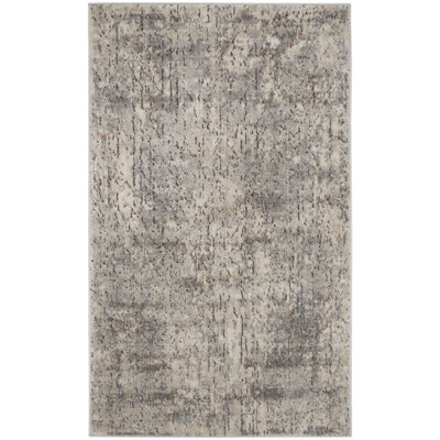 Tapis beige antidérapant tissé à la machine à motif abstrait beige