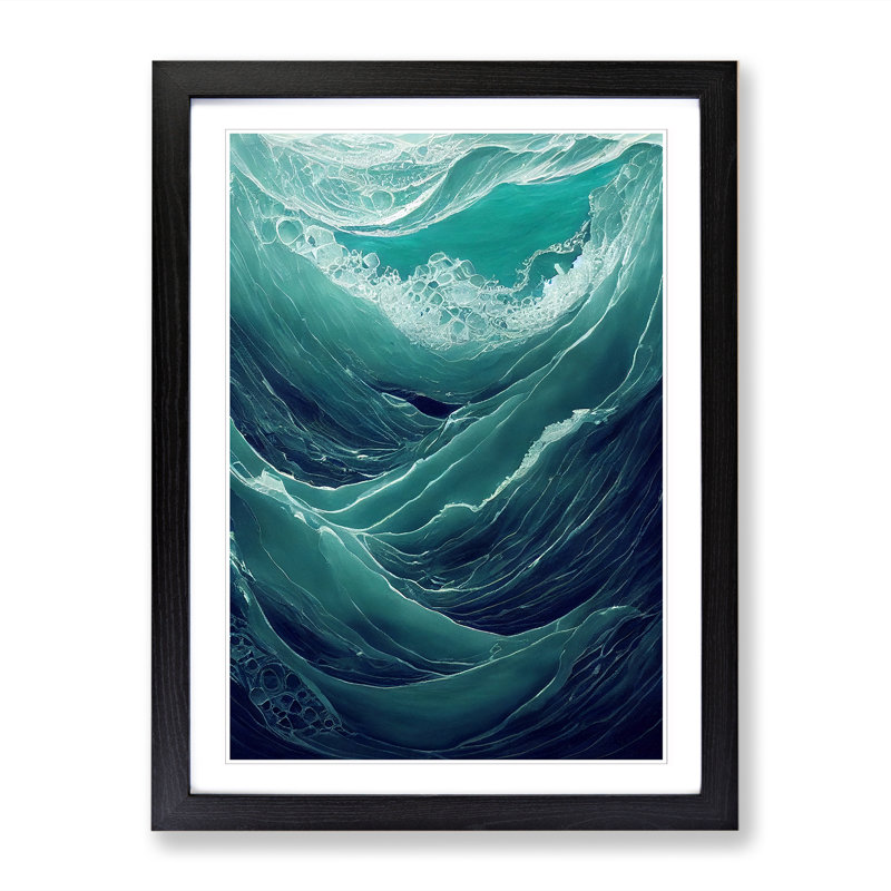 Seascape Ocean Crystal - Single Picture Frame Graphic Art, Black, 34cm H x 25cm W x 2cm D