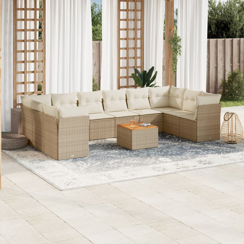 Ensemble de canapé de jardin Vidaxl, Beige, Blanc