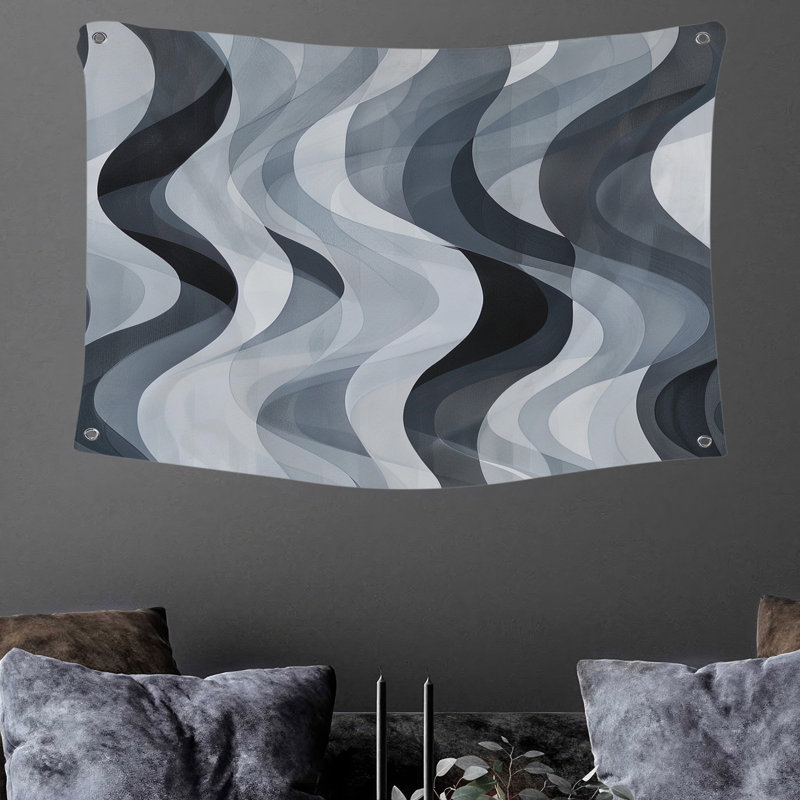 Tapisserie murale abstraite - Décoration murale vagues, H 50 po x l 60 po