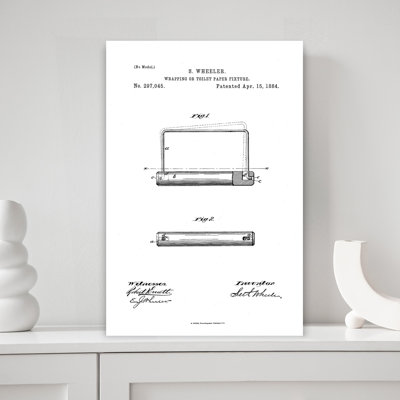 Historic Toilet Paper Patent Classic Retro Vintage Wall Art