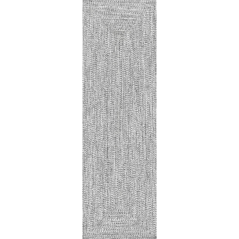 Edie Braided Indoor/Outdoor Rug, Runner 2'3" x 8', Gray Silver