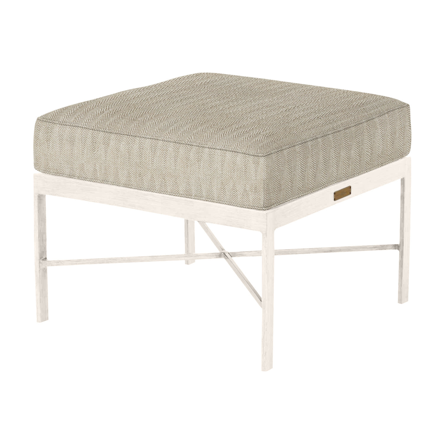 Monaco Patio Footstool, Welt, Chalk, Herringbone Sand