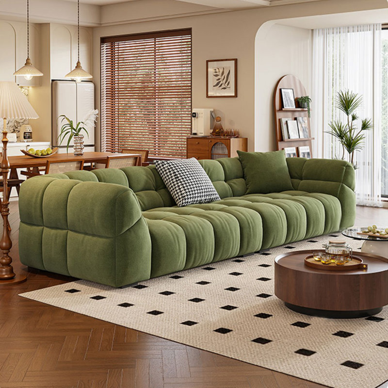Coussin modulaire en polyester vert, H 26,77 po x l 106,3 po x P 37,4 po
