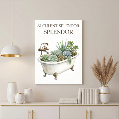 Succulent Splendor Bathtub Garden Canvas Wrapped Wall Art Set Of 1