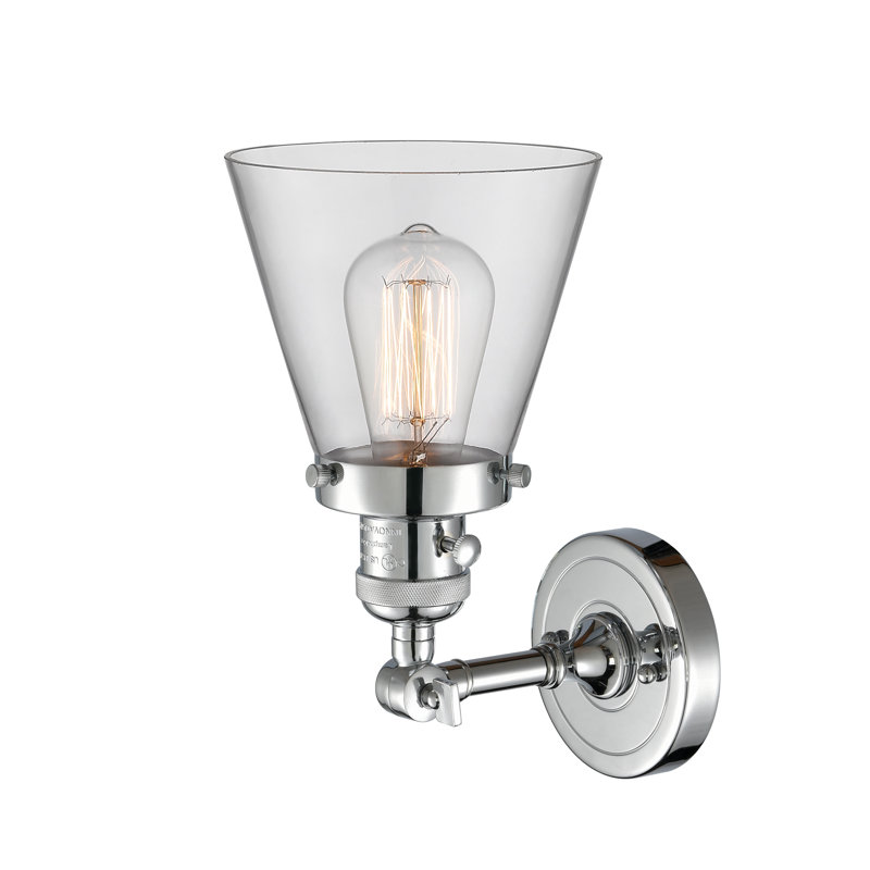 Applique murale 1 lumière Cone, Ampoule DEL rétro de 3,5 watts, Clair, Chrome poli