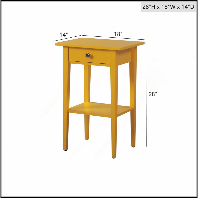 Table de chevet contemporaine pour espaces modernes, Jaune