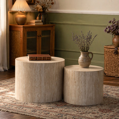Ensemble de 2 tables basses rondes en bois Nesting