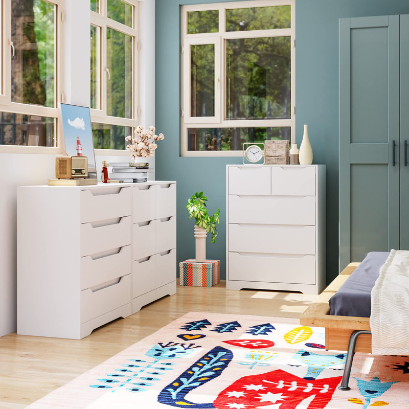 Commode 5 tiroirs Daekwan, Blanc
