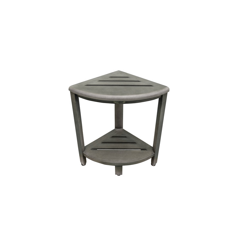 CoastalVogue Teak Snazzy Corner Shower 2-Tier shelf in Antique Gray Finish for Indoors and Outdoors
