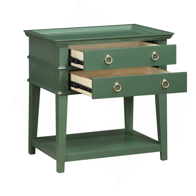 Table de chevet 2 tiroirs Carmona, Vert antique