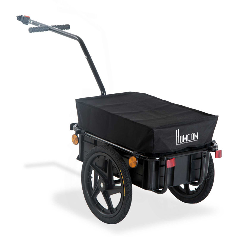 Remorque de cargaison de vélo avec boîte amovible et housse imperméable, remorque de chariot de vélo avec deux roues de 16 po