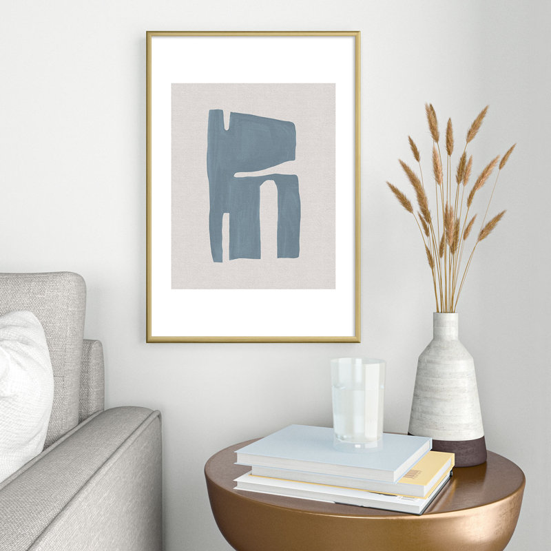 Mid Century Blue II, encadré sur papier, Or, H 19 po x l 13 po