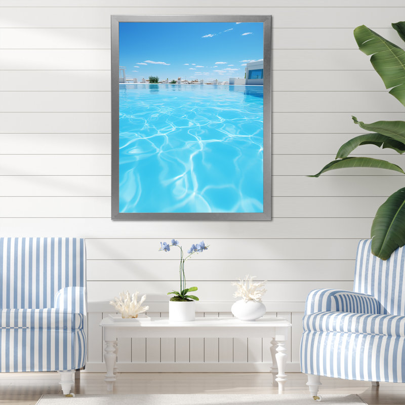 Rétro plage tropicale - art mural bord de mer tropical, Cadre flottant blanc, H 32 po x l 24 po x P 1 po