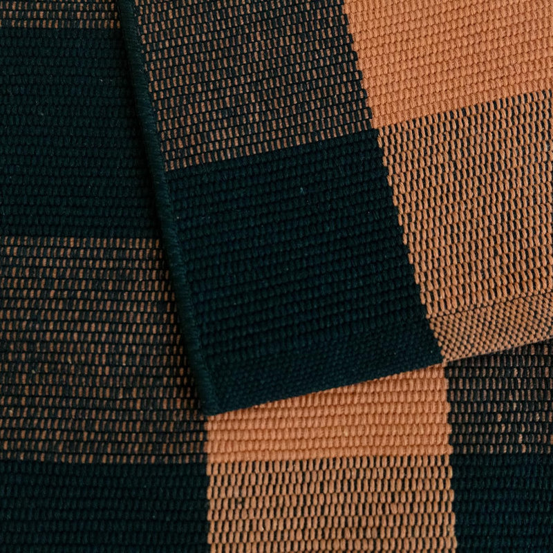 Plaid Thanksgiving Doormat, Orange and Black Plaid