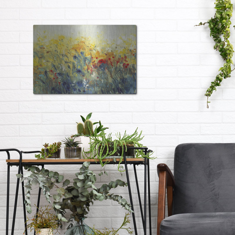 Art mural en métal «Flowers Sway I» par Tim O'Toole, H 12 po x l 16 po