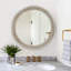 Miroir mural rond avec cadre décoratif perlé vieilli, 23,62 po