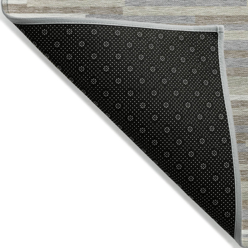 Tapis intérieur lavable rayé taupe 5 pi x 8 pi gris et ivoire