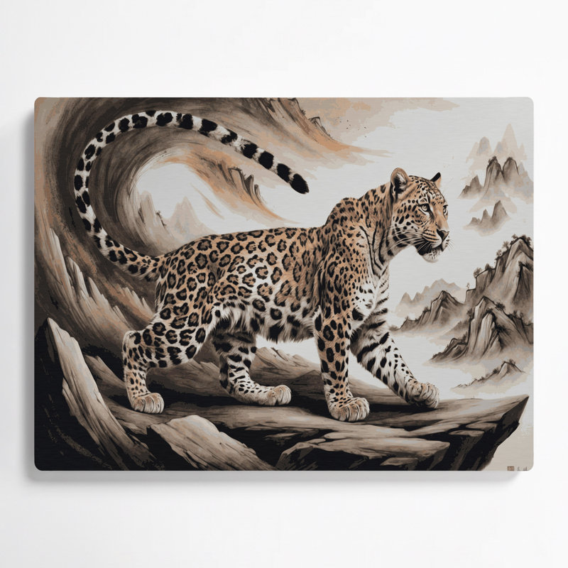 «Big Cats», art mural beige en métal léopard, H 12 po x l 18 po