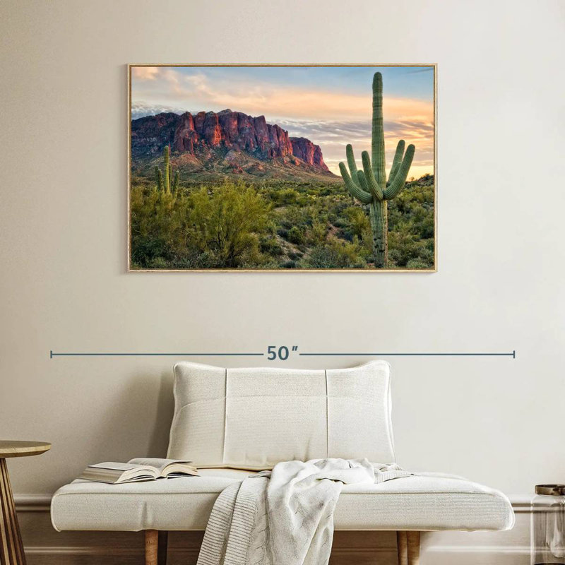 Cactus View II, Cadre flottant en bois naturel, 40 po x 27 po