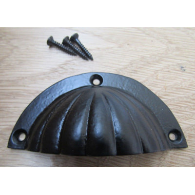 Fluted Cup Pull Handle Antique on Iron