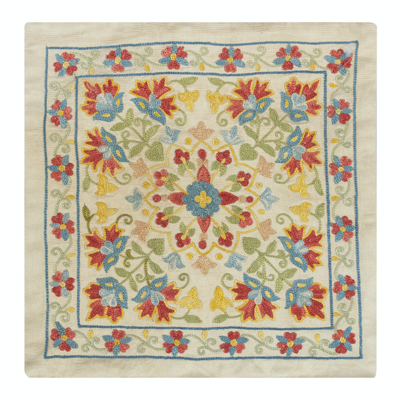 Housse de coussin 100% soie 12 po x 12 po. Coussin traditionnel. Coussin décoratif brodé, Simple, Carré 12 po