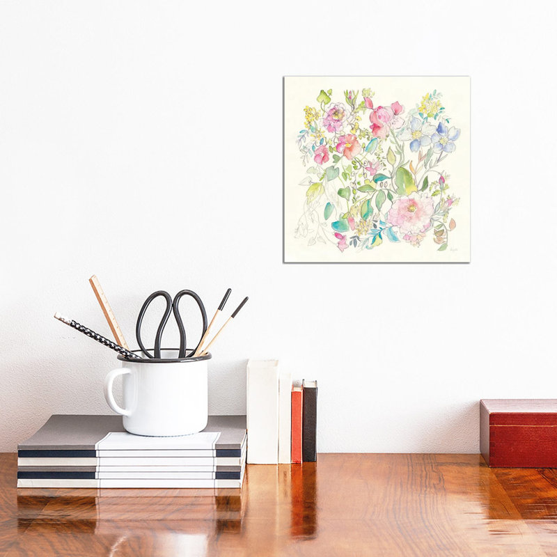Cottage Blooms by Kristy Rice - Wrapped Canvas Painting, 30.48 cm H x 30.48 cm W
