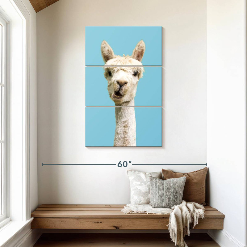Brampt White Funny Alpaca, 45" H x 28" W