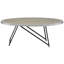 Table basse industrielle ovale avec pieds en métal et plateau en bois massif gris et noir