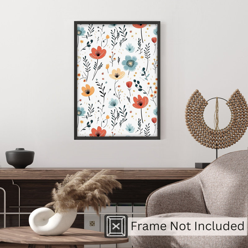 Impression florale scandinave sans cadre, H 30 po x l 20 po