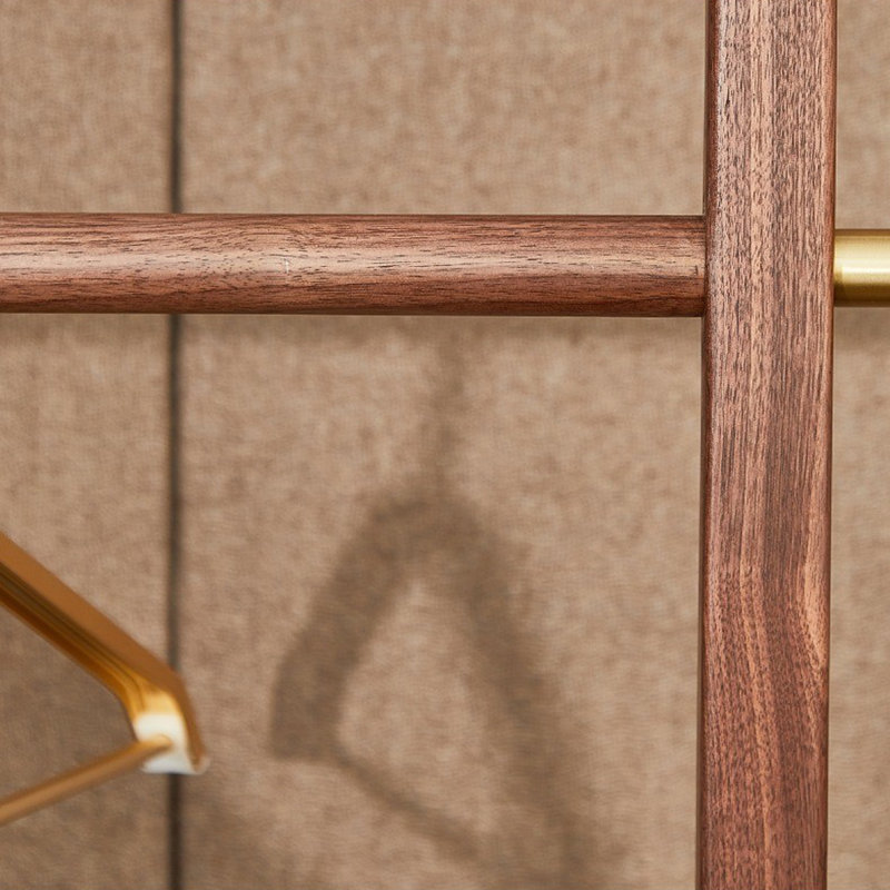 Solid Wood Coat Rack Brass Multi-Function, Dark Brown