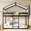 Lit simple au-dessus d'un lit superposé avec tente, bois massif, thème de maison de jeu amusant, tente de rangement en bois supplémentaire et ajout de chambre sécuritaire et ludique pour la décoration intérieure-840110410