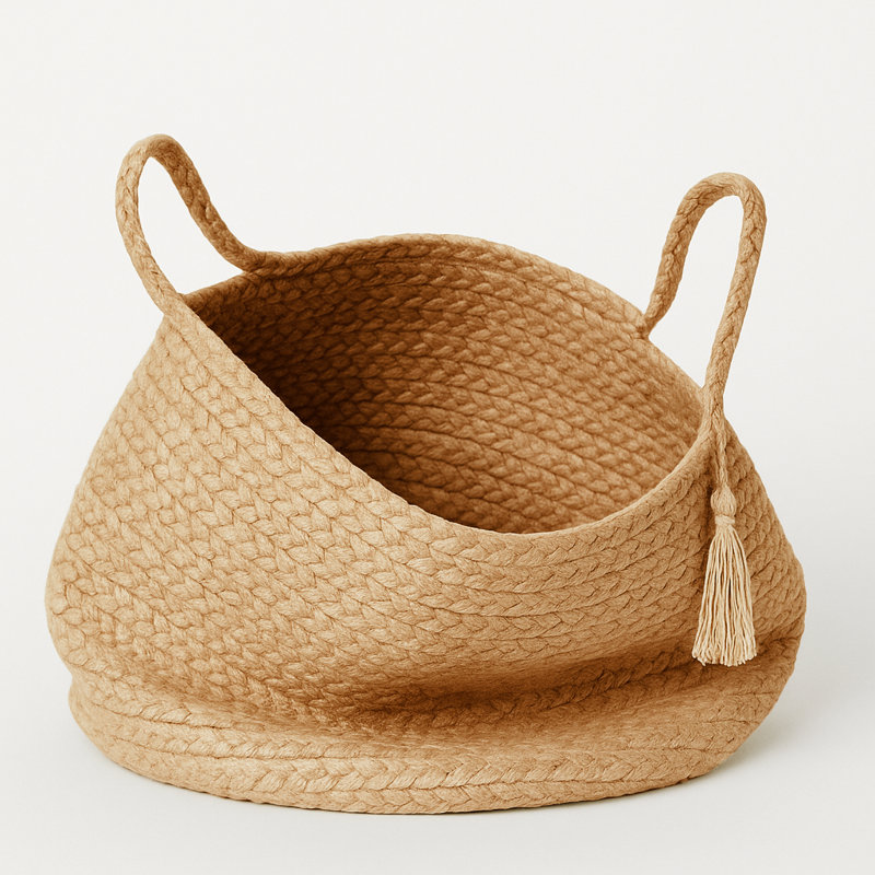 Aarya Hand-Braided Solid Color Relaxed Natural Jute Basket, 19" H x 19" W x 19" D
