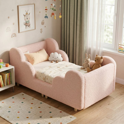 Toddler Cloud‑Shaped Upholstered Bed Frame, Child‑Safe Rounded Edges, Easy Assembly, Kids Bedroom Furniture
