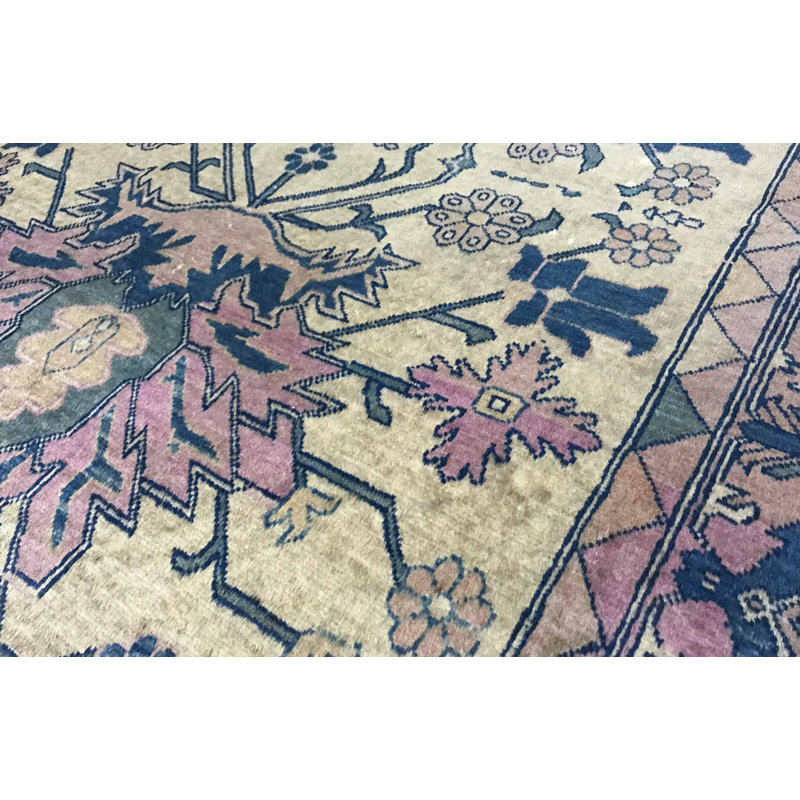 Hand-Knotted High-Quality Beige and Blue Area Rug