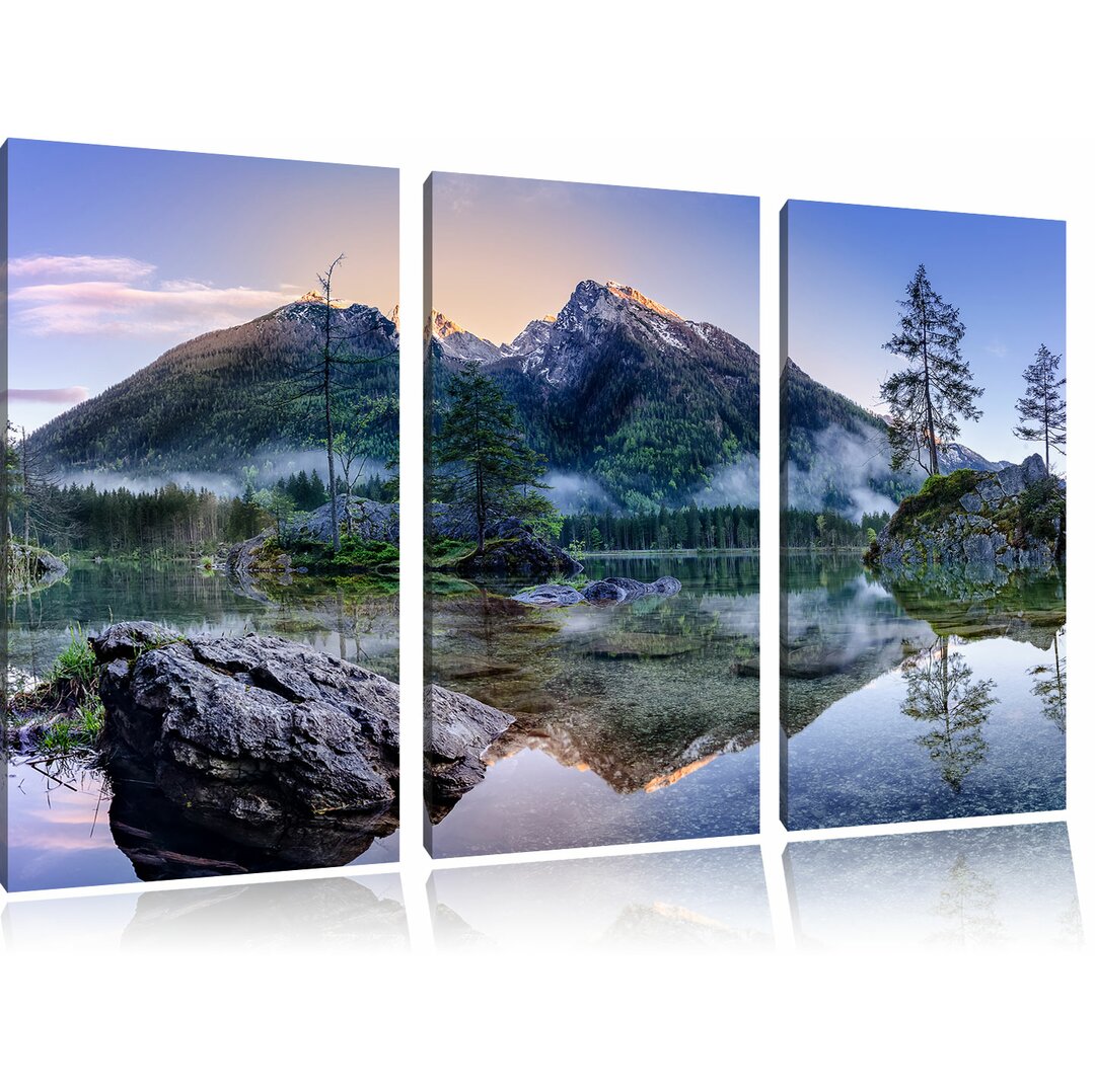 3-tlg. Leinwandbilder-Set "Sonnenaufgang am Hintersee", Gicleedruck