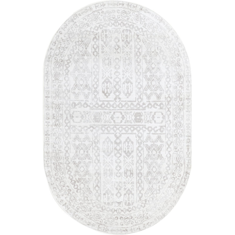 Micsunel Abstract Indoor Rug, Oval 5' x 8'