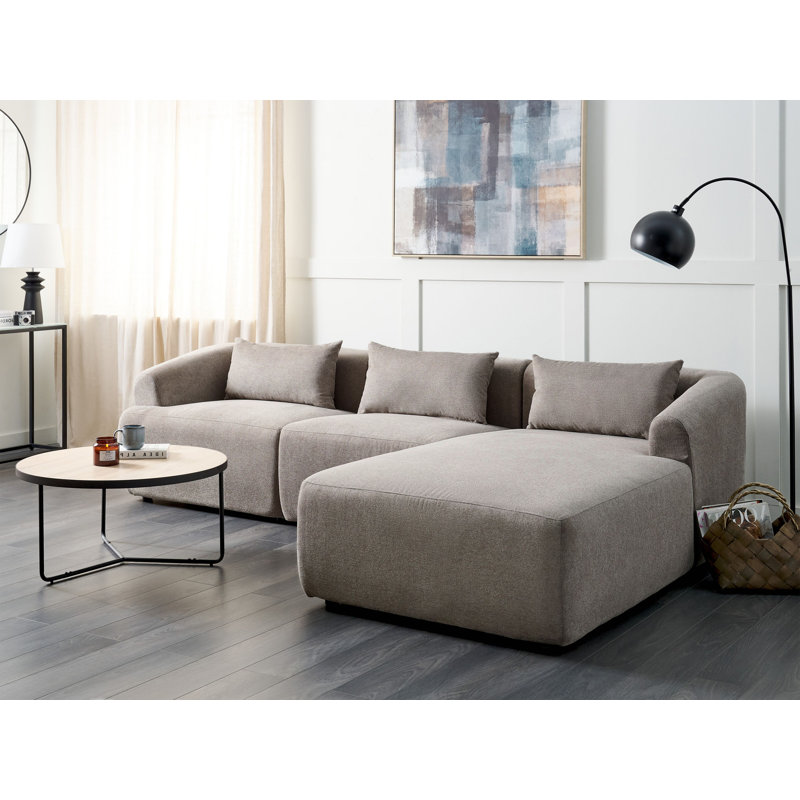 Anacleto 3 Seater Corner Sofa , Taupe, Left Hand Facing