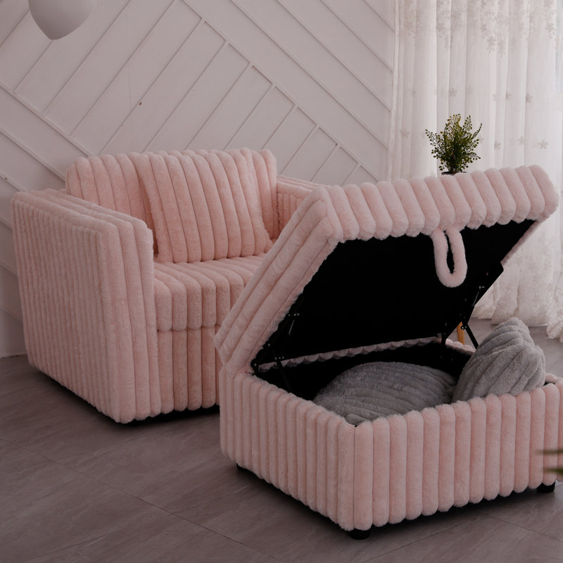 Simple modulaire de 44,9 po en rose - confortable et polyvalente pour répondre à différents besoins. Métal en microfibre. Coussins amovibles faciles à nettoyer. Rangement à levage hydraulique. Conception moderne. Salon de 2 chambres polyvalent.