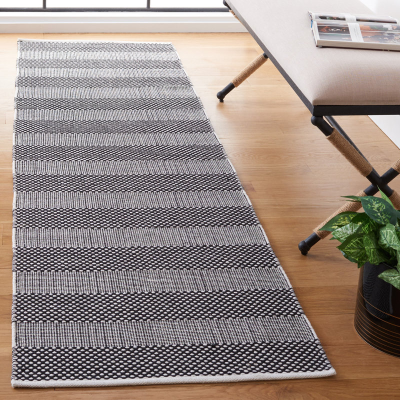 Striped Kilim Flat Weave Cotton Striped Rug, Runner 2'3" x 8'