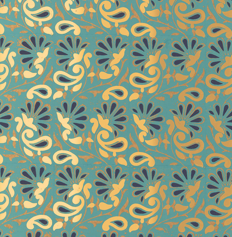 Papier peint Rampura, Turquoise