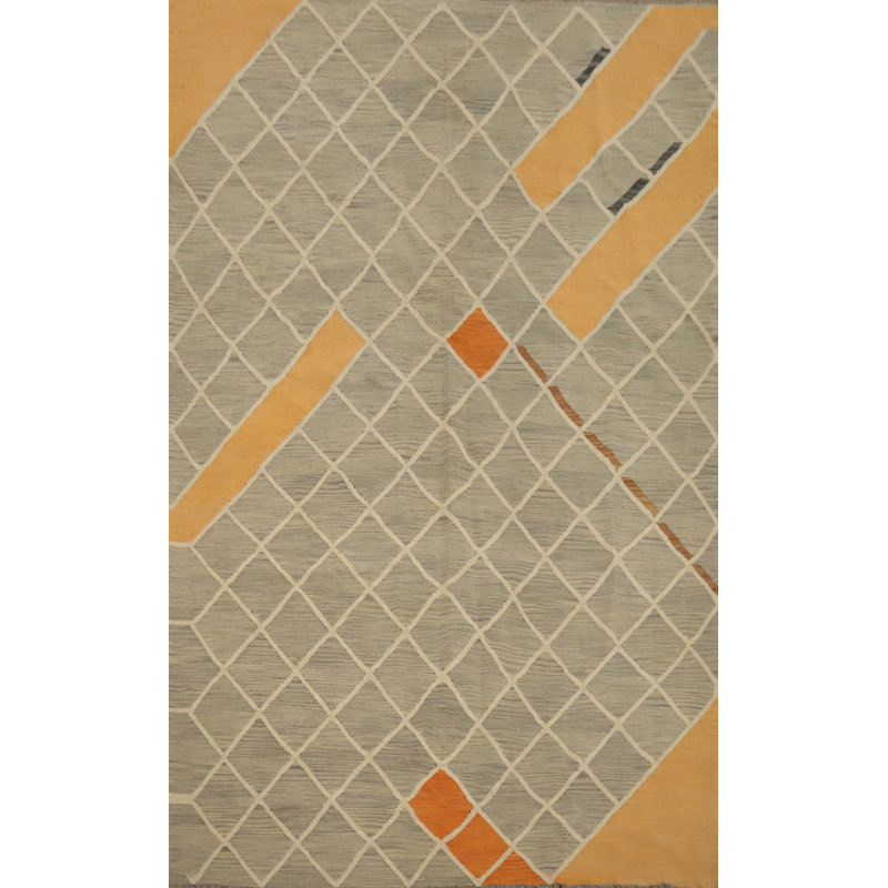 Tapis géométrique tissé à la main Kilim 7 x 10