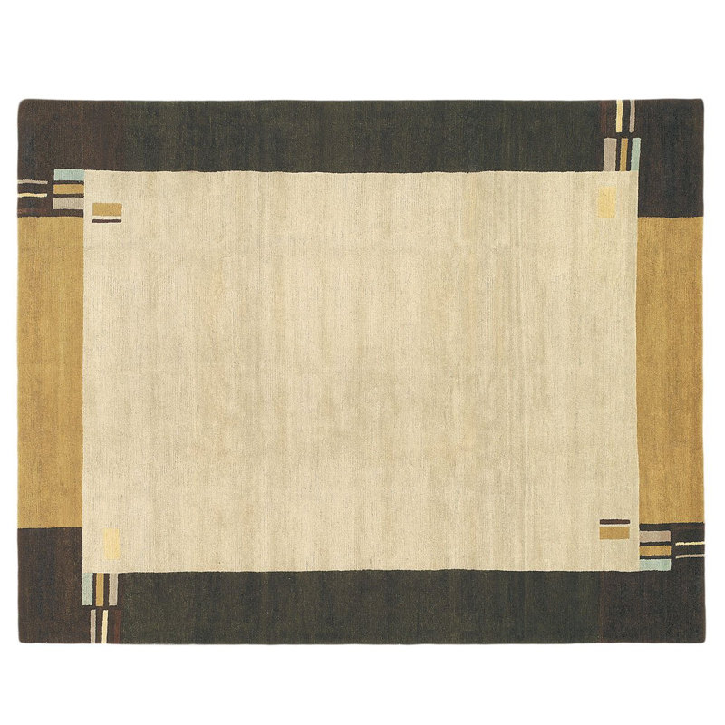 Kensington Wool Geometric Area Rug in Beige/Gray, Rectangle 6' x 9'