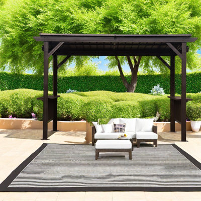 Pavillons de jardin spacieux (doit inclure le cadre), terrasse de barbecue moderne à toit rigide en acier