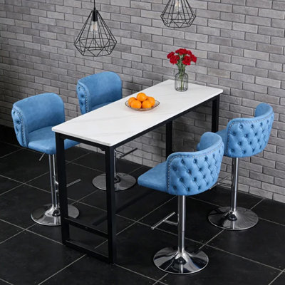 Swivel Bar Stools Set of 4 - Height Adjustable (25'' to 33'') with PU Leather Upholstery, Chrome Base & Whole Back Tufted Design, for Kitchen Island, Home Bar & Modern Dining