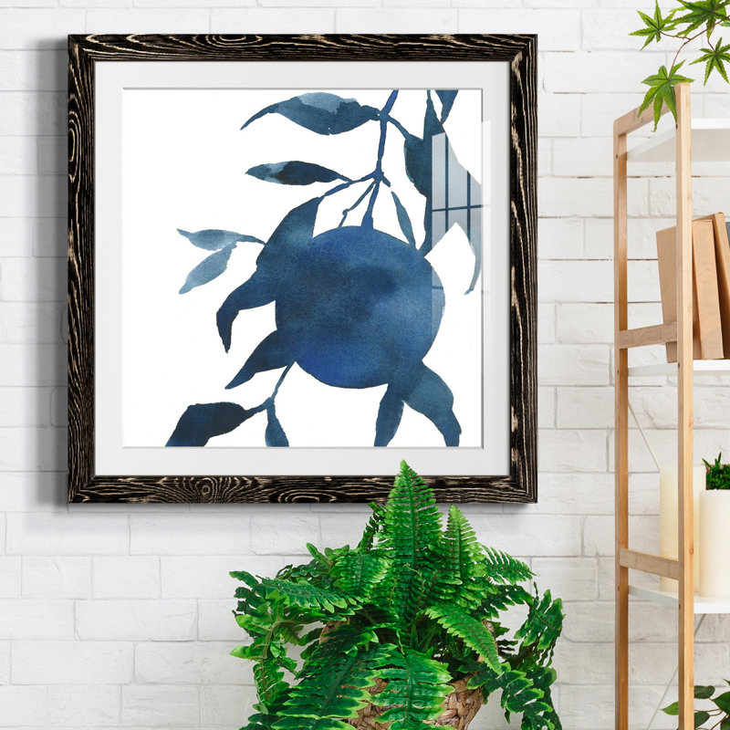 Indigo Oranges I-Premium, reproduction encadrée - prête à être accrochée, Papier encadré noir vieilli, Blanc