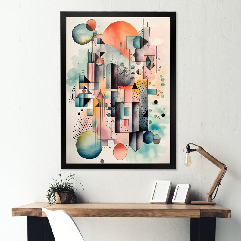 Bleu et orange géométrie équilibre IV - impressions d'art géométriques modernes, H 32 po x l 16 po x P 1 po