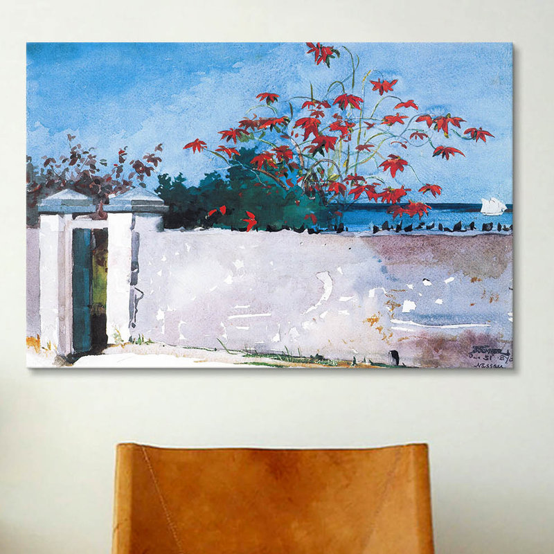 «A Wall, Nassau 1898» par Winslow Homer, reproduction d'art sur toile, H 12 po x l 18 po x P 1,5 po, Pas de tapis