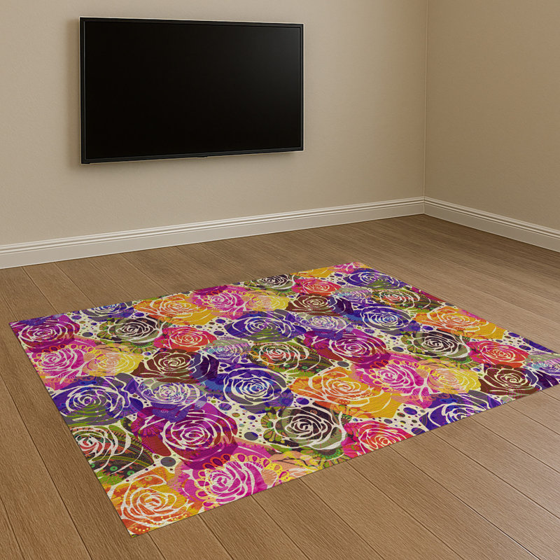 Floral Area Rug, Rectangle 155 x 230 cm