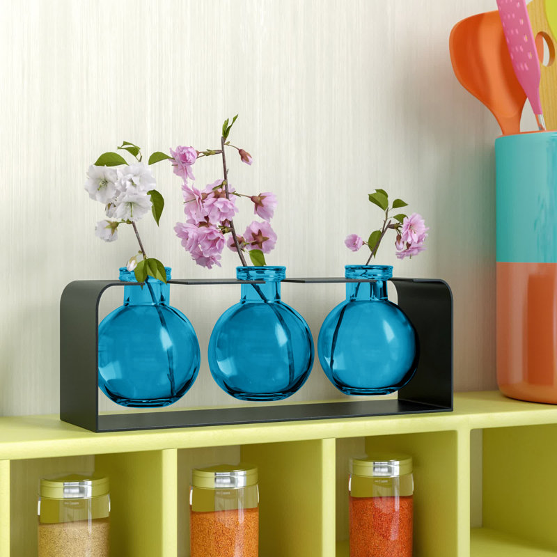 Blooms 3 piece Table Vase Set Aqua, Aqua Blue